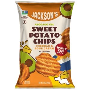 Jackson's Avocado Oil Wavy Cheddar & Sour Cream Sweet Potato Chips 5oz 12ct